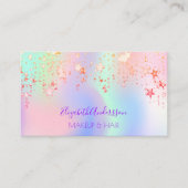 Holograpische eenhoorn roze glam make-up haarsterr visitekaartje (Voorkant)
