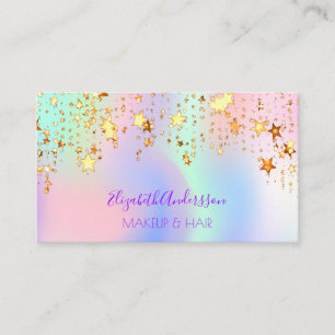 Holograpische eenhoorn roze glam make-up haarsterr visitekaartje