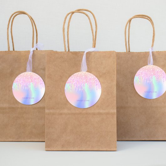 Holograpische eenhoornglitter drip glazuur make-up ronde sticker