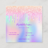 Holograpische eenhoornglitter drip glazuur make-up vierkante visitekaartje (Achterkant)