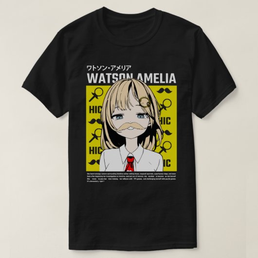 Hololive EN Amelia Watson Smug Mustache T-shirt (Design voorkant)