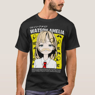 Hololive EN Amelia Watson Smug Mustache    T-shirt