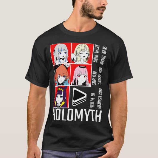 Hololive EN Holomyth Red Panel Classic T-Shirt (Voorkant)