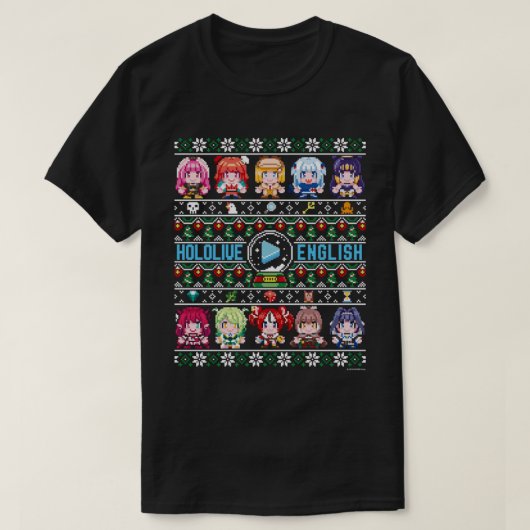 Hololive English Ugly KerstSweater (Zwart) T-shirt (Design voorkant)
