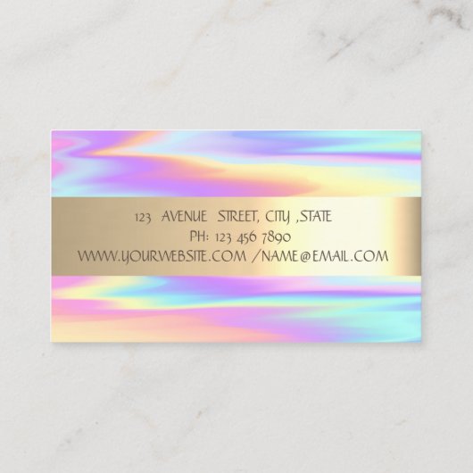 Holorapic Gold Stripe Lotus Flower Yoga Instructor Visitekaartje (Achterkant)