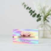 Holorapic Gold Stripe Lotus Flower Yoga Instructor Visitekaartje (Staand voorkant)