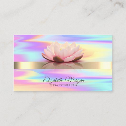 Holorapic Gold Stripe Lotus Flower Yoga Instructor Visitekaartje (Voorkant)