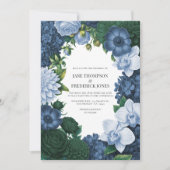 Holstein Blue, Silver Slate & Smoky Pine Wedding Kaart (Voorkant)