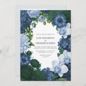 Holstein Blue, Silver Slate & Smoky Pine Wedding Kaart (Voorkant / Achterkant)