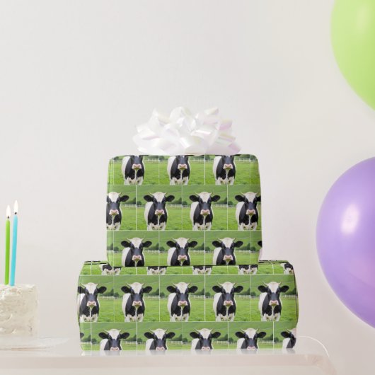 Holstein Bull in Groene Weiland Cadeaupapier (Feestgeschenken)