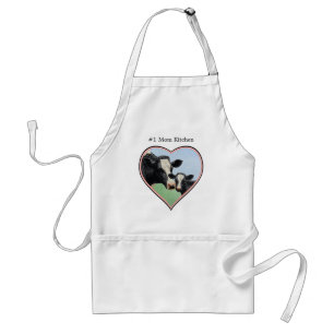 Holstein Cow & Calf Pink Border Heart Standaard Schort