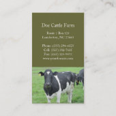 Holstein Cow Cattle Bull Steer Heifer Boerderij Ra Visitekaartje (Achterkant)