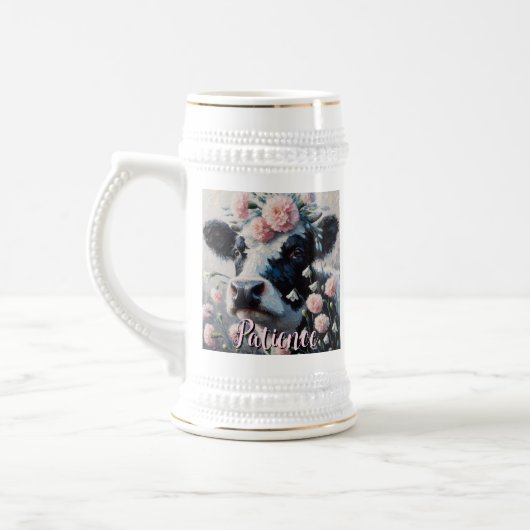 Holstein Cow Flowers Farm Farmhouse Personalized Bierpul (Links)