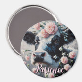 Holstein Cow Flowers Farm Farmhouse Personalized Magneet (Voorkant / Achterkant)
