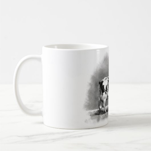 Holstein Cow Grazing: Realism Pencil Drawing Koffiemok (Links)