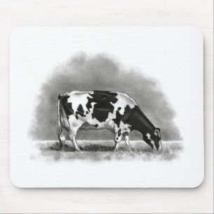 Holstein Cow Grazing: Realism Pencil Drawing Muismat