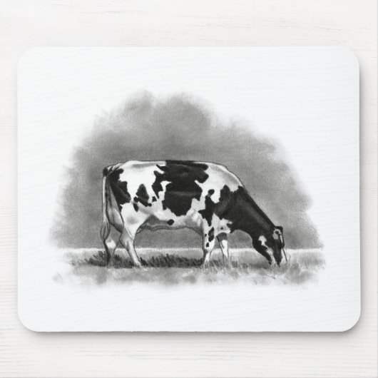Holstein Cow Grazing: Realism Pencil Drawing Muismat (Voorkant)