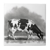 Holstein Cow Grazing: Realism Pencil Drawing Tegeltje (Voorkant)