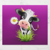 Holstein cow in grass over purple bier etiket (Enkel label)