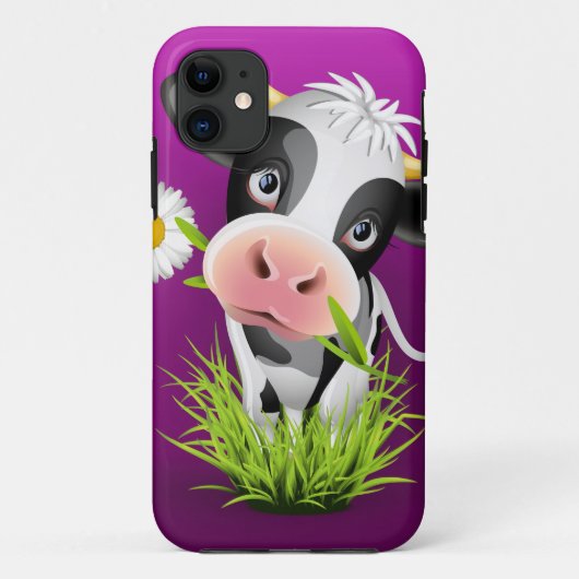 Holstein cow in grass over purple Case-Mate iPhone case (Achterkant)