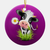 Holstein cow in grass over purple keramisch ornament (Voorkant)