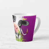Holstein cow in grass over purple latte mok (Rechterhoek)