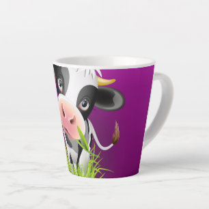 Holstein cow in grass over purple latte mok