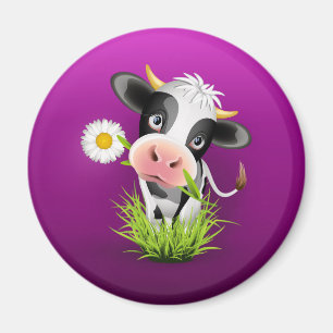 Holstein cow in grass over purple magneet