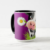 Holstein cow in grass over purple mok (Voorkant links)