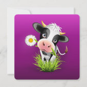 Holstein cow in grass over purple notitiekaartje (Voorkant)