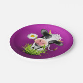 Holstein cow in grass over purple papieren bordje (Gekanteld)