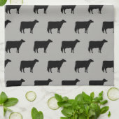 Holstein Cow Silhouettes Pattern Black and Grey Theedoek (Gevouwen)