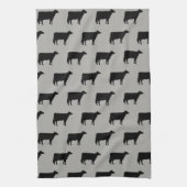 Holstein Cow Silhouettes Pattern Black and Grey Theedoek (Verticaal)