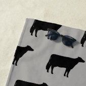 Holstein Cow Silhouettes Pattern Grey and Black Strandlaken (In situ)