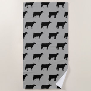 Holstein Cow Silhouettes Pattern Grey and Black Strandlaken