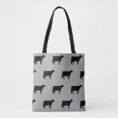 Holstein Cow Silhouettes Pattern Grey and Black Tote Bag (Voorkant)