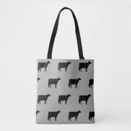 Holstein Cow Silhouettes Pattern Grey and Black Tote Bag
