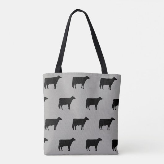 Holstein Cow Silhouettes Pattern Grey and Black Tote Bag (Achterkant)
