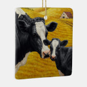 Holstein Cows and Old Wood Barn Keramisch Ornament (Rechts)