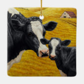 Holstein Cows and Old Wood Barn Keramisch Ornament (Achterkant)