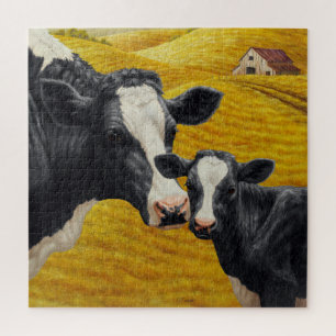 Holstein Cows and Old Wood Barn Legpuzzel