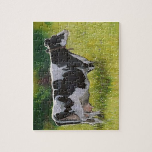 Holstein Dairy Cow: Oliepastel Legpuzzel (Verticaal)