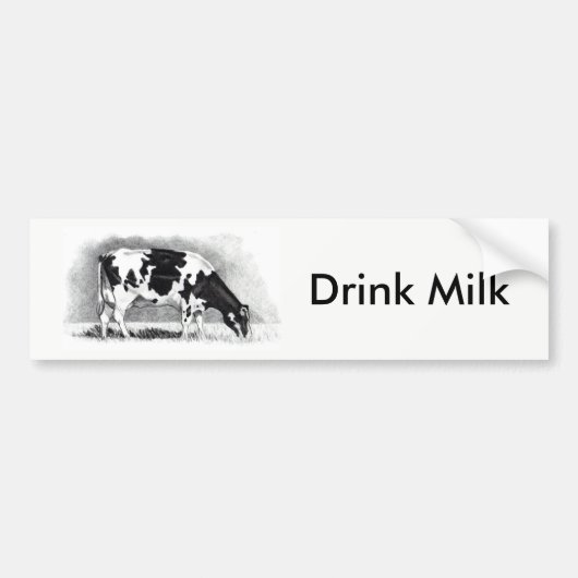 Holstein Dairy Cow: potloodtekening: Drink Melk Bumpersticker (Voorkant)