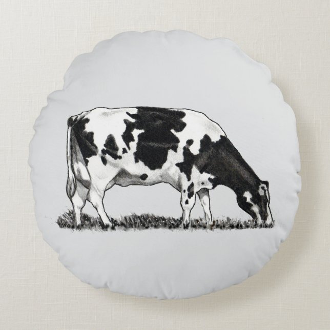 Holstein Dairy Cow Rond Kussen (Voorkant)