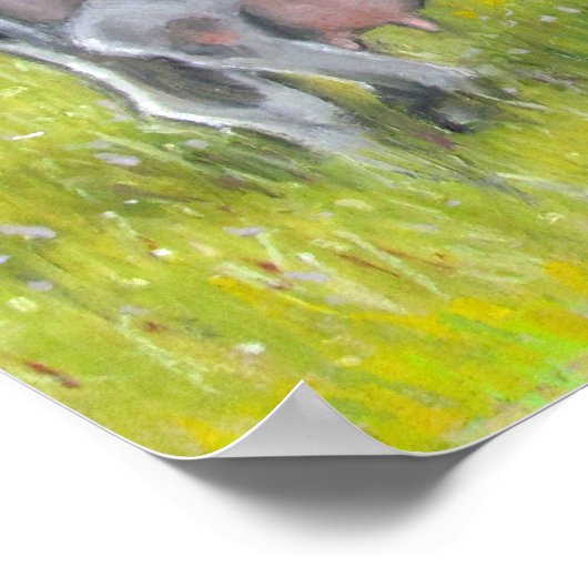 Holstein Dairy Koe in Deegwaren, Oliepastel Poster (Hoek)