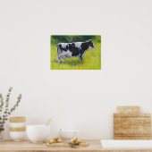 Holstein Dairy Koe in Deegwaren, Oliepastel Poster (Keuken)