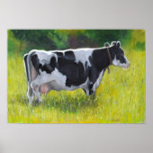 Holstein Dairy Koe in Deegwaren, Oliepastel Poster (Voorkant)