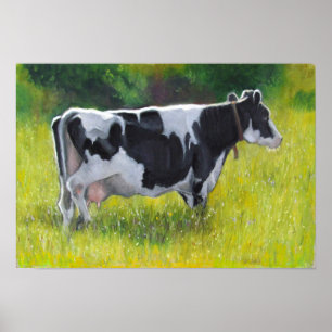 Holstein Dairy Koe in Deegwaren, Oliepastel Poster
