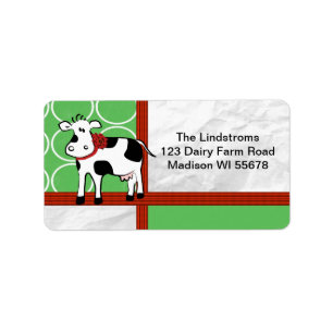 Holstein Holiday Cute Kerstmis Cartoon Custom Etiket