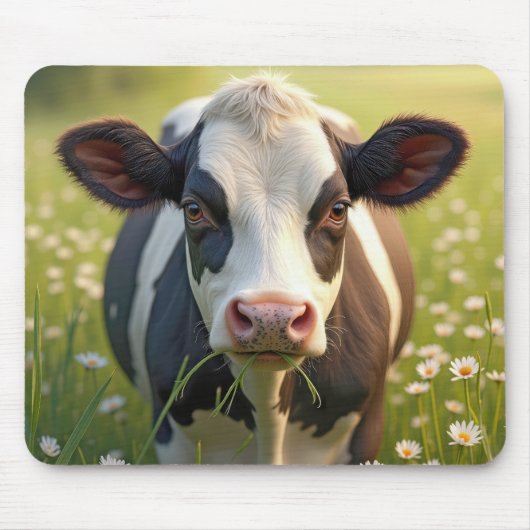 Holstein in groene weide met madeliefjes muismat (Voorkant)